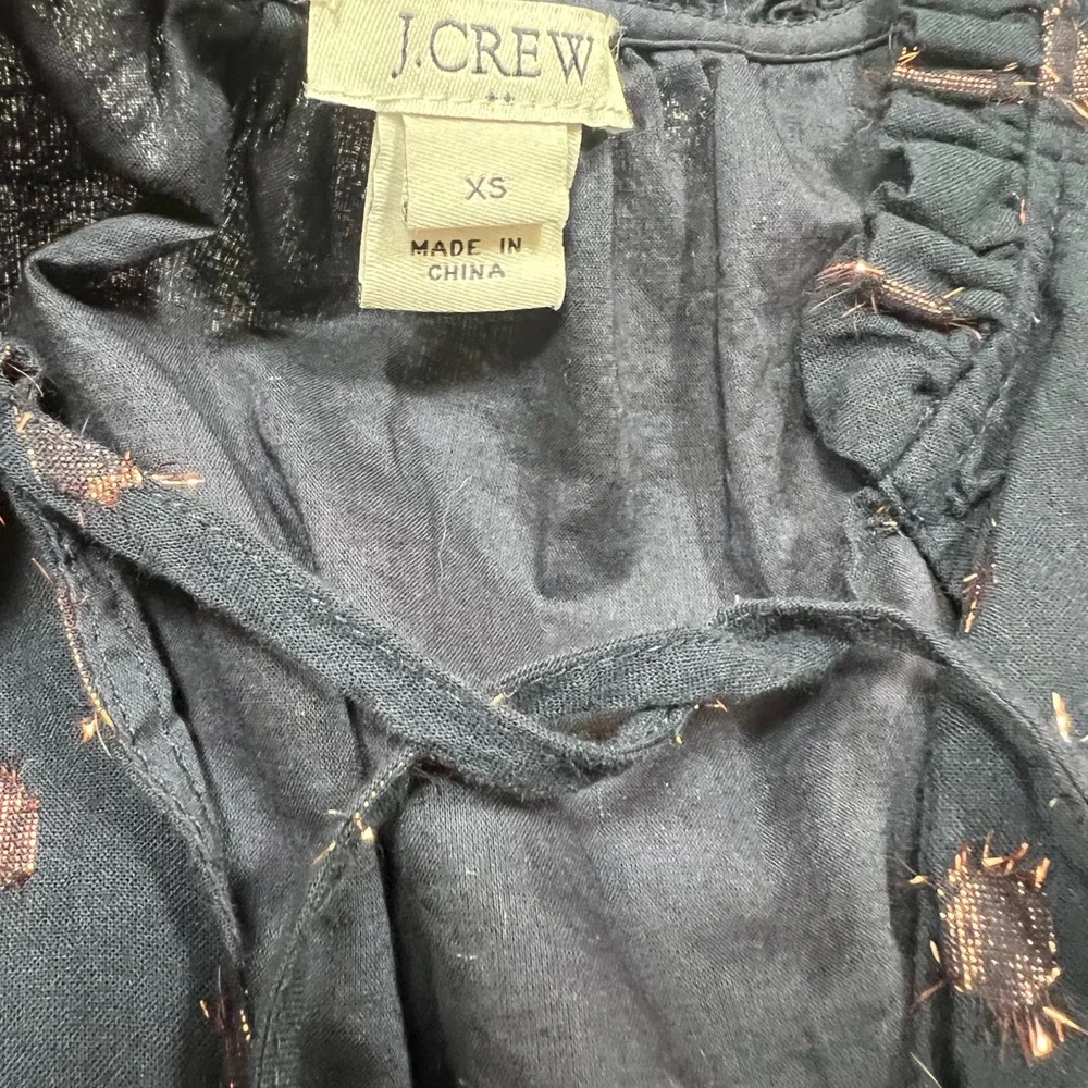 J. Crew Navy Blue Sleeveless Tie Front Peplum Blouse. EUC. Size XS